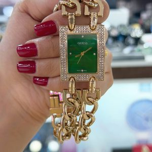 ساعت زنانه GUESS | مدل مستطیلی نگین‌دار